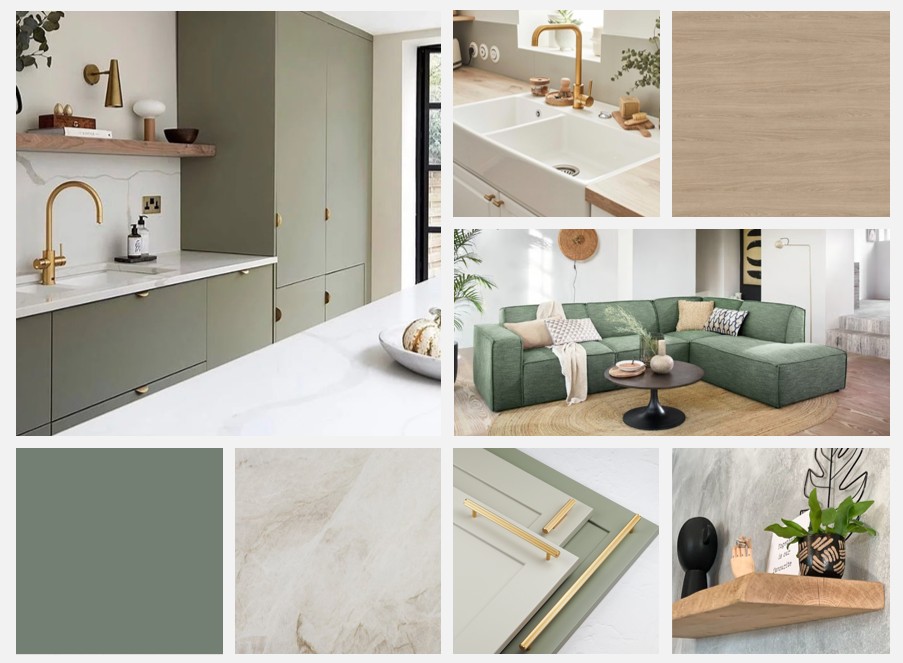 Moodboard groen goud hout